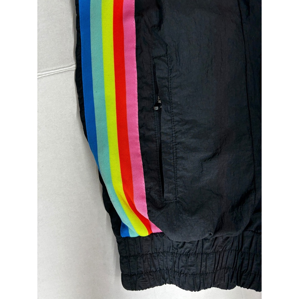 Fabletics Joggers Womens M Black Excellent Rainbow Side Stripe Nylon Track Pants - Picture 10 of 10